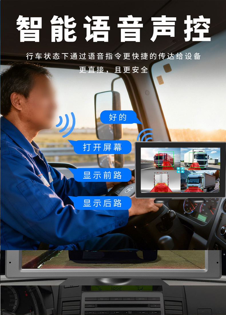 Truck Four-Way Monitoring High-Definition Night Vision Driving Recorder 360-Degree Panoramic 1080P Dump Truck Reversing Image