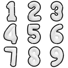 跨境黑白漫画风32寸黑色边框数字气球套装儿童周岁生日派对装饰