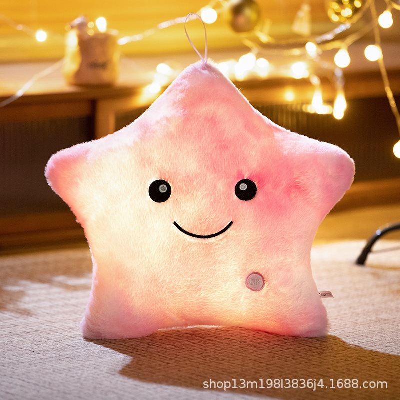 【越境限定価格】クリエイティブ カラフル ウサギ毛 タイダイ 発光五芒星枕 発光枕 五芒星|undefined