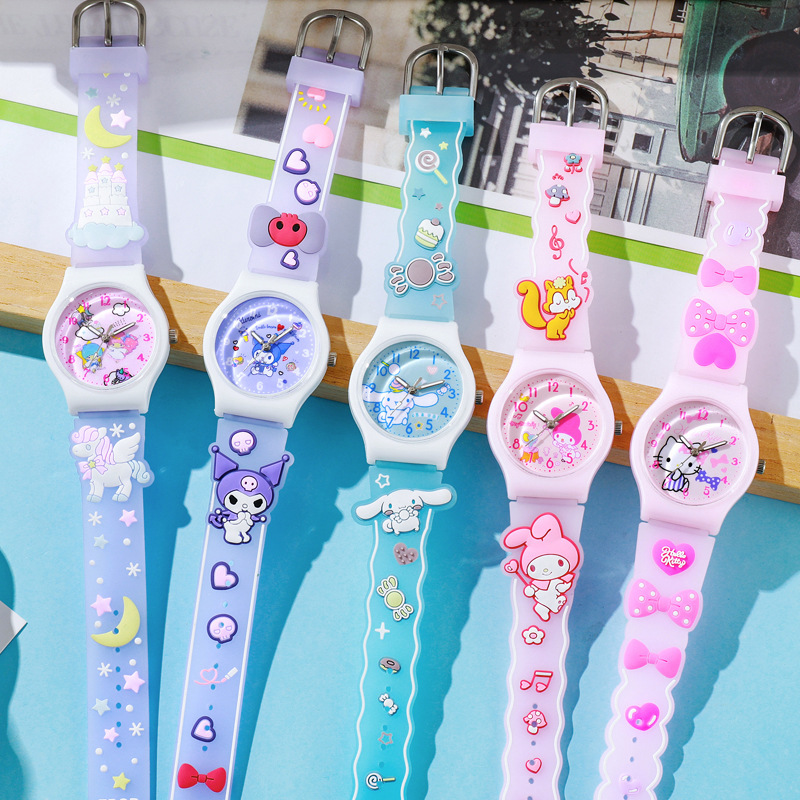 New Cartoon Sanrio Watch Student Kulomi Yugui Dog 3D Strap Silicone Strap Watch Children's Watch