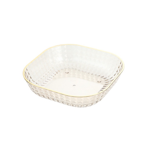 Golden Edge Boneless Plate Household Snack Snack Plate Nordic INS Light Luxury Plastic PS Fruit Plate Boneless Dish