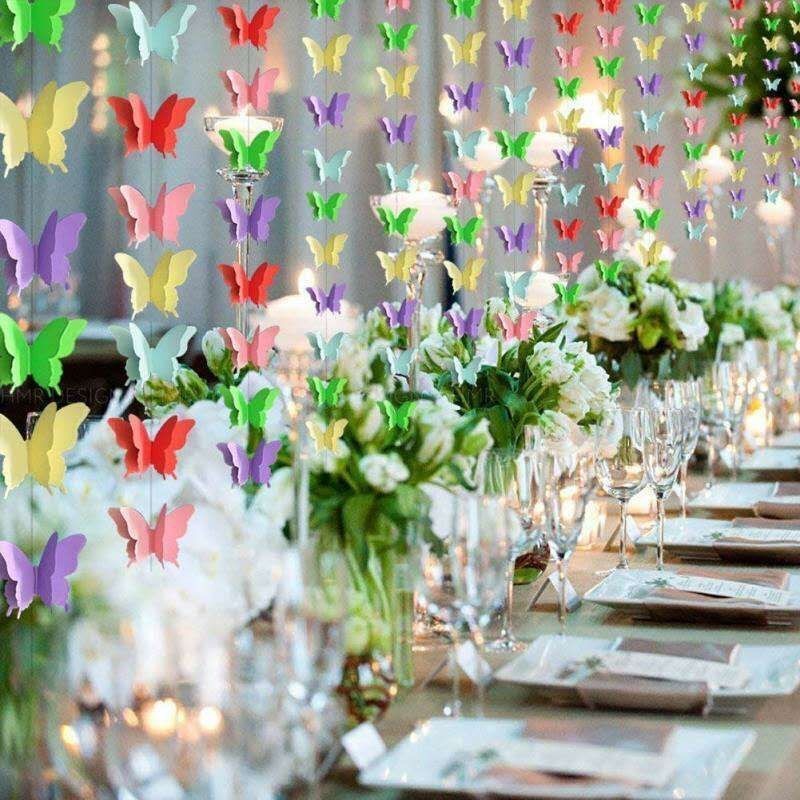 2.2Mカラー蝶紙引き花結婚祝い飾り立体紙串祭りパーティー誕生日教室多目的飾り|undefined