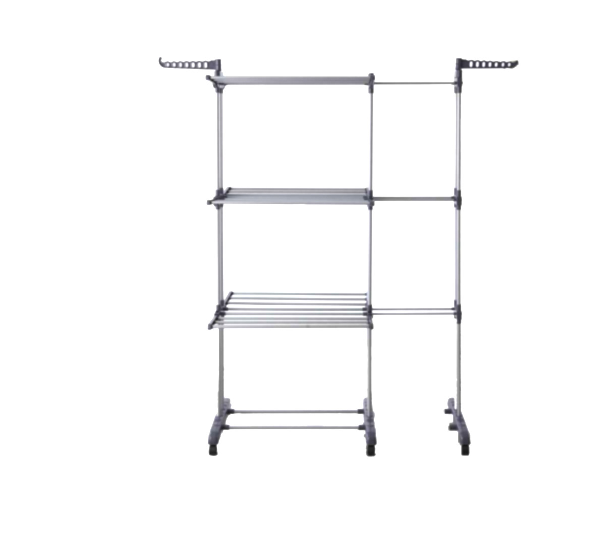 2021厂家直销新款室内外落地翼型晒衣架可移动伸缩折叠三层晾衣架