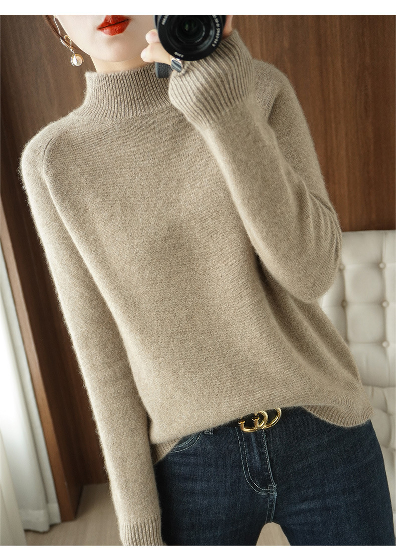 Wholesale of 2022 new semi-high neck pullover long-sleeved knitted sweater for women, a slimming Korean-style base layer pic 38