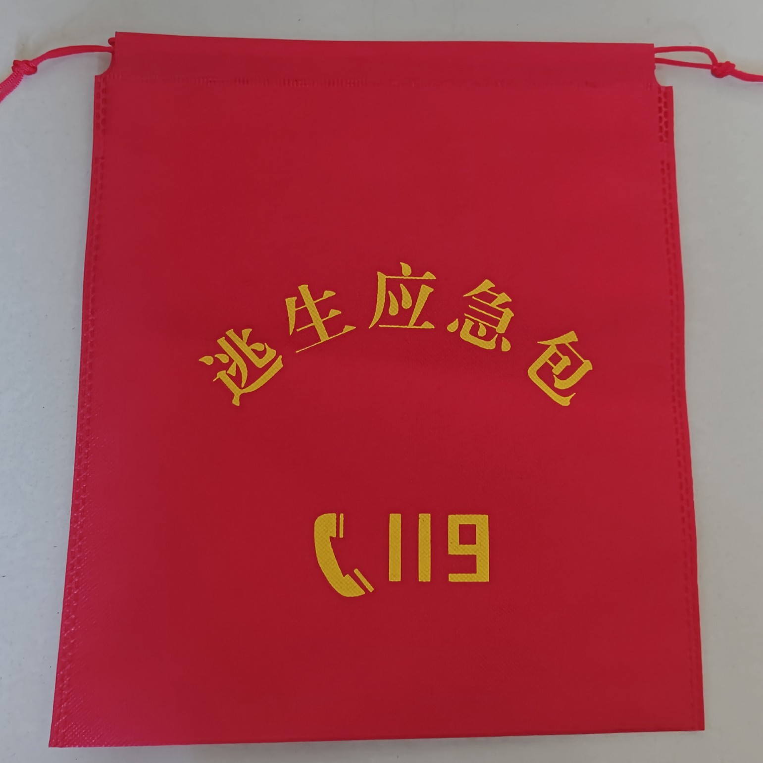 Red bag non-woven cloth, backpack, (Physicals), drawstring