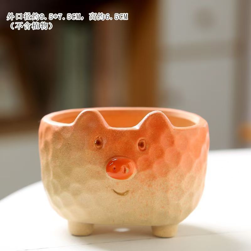白羊可爱卡通小动物彩绘异形透气多肉花盆个性超萌摆件工艺品批发|undefined
