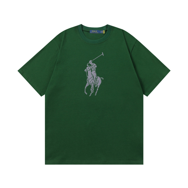 クロスボーダー 25ssRL Laff's 高品質刺繍ロゴ ルーズコットン 半袖 メンズ レディース おしゃれで万能なTシャツ|undefined