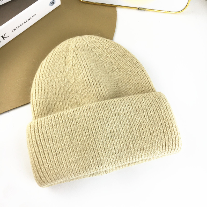 Unisex Winter Kaninchenhaar Strickmütze Damen Herbst und Winter warme dicke Ohrenschützer Mütze Mode Wollmütze Flut_voghion.com