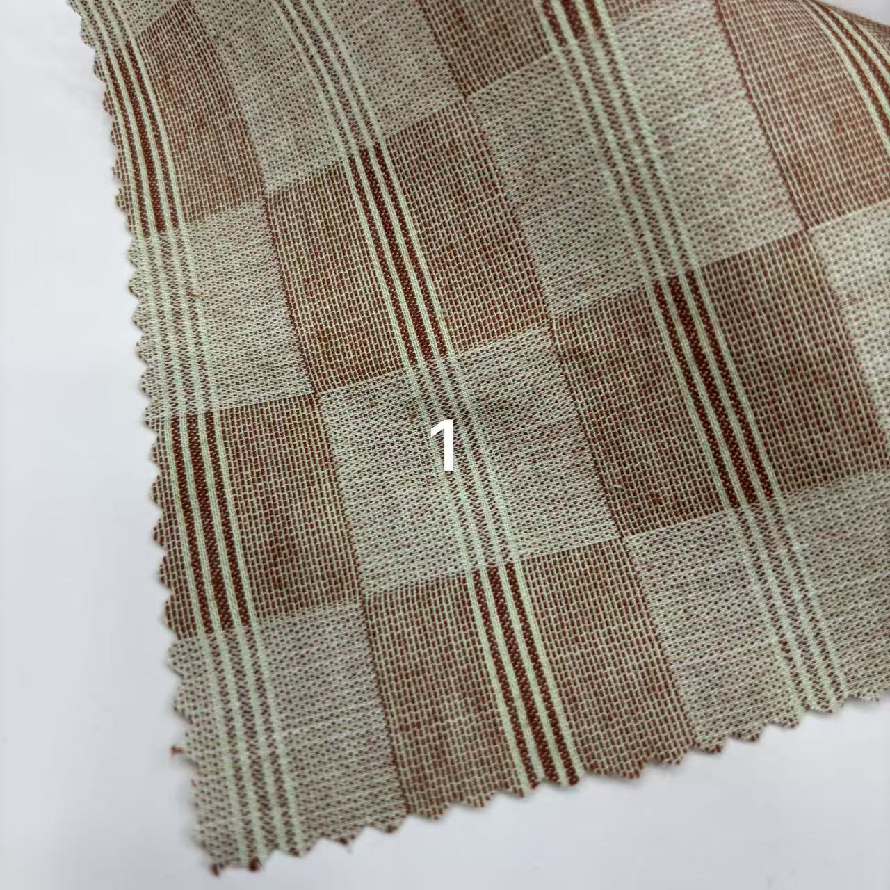 春夏全棉色织不规则格子男女衬衫连衣裙裤子短裤童装睡衣帽子布