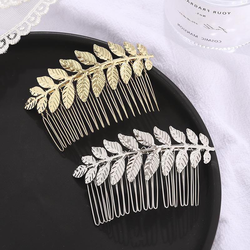 Korean Edition new pattern Leaf Metal Combs lady Bangs Flaxen Hair Hairpin Top clamp