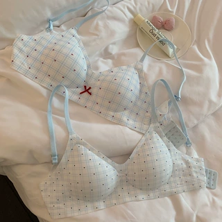 韩系BM风格子无痕内衣女轻薄凉感小胸聚拢显圆软支撑上托防垂文胸