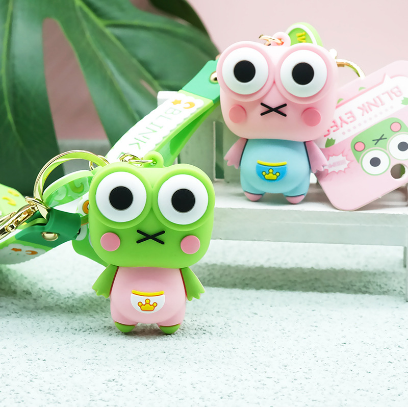 创意解压爆眼青蛙钥匙扣 卡通钥匙扣挂件公仔包包挂饰钥匙扣批发
