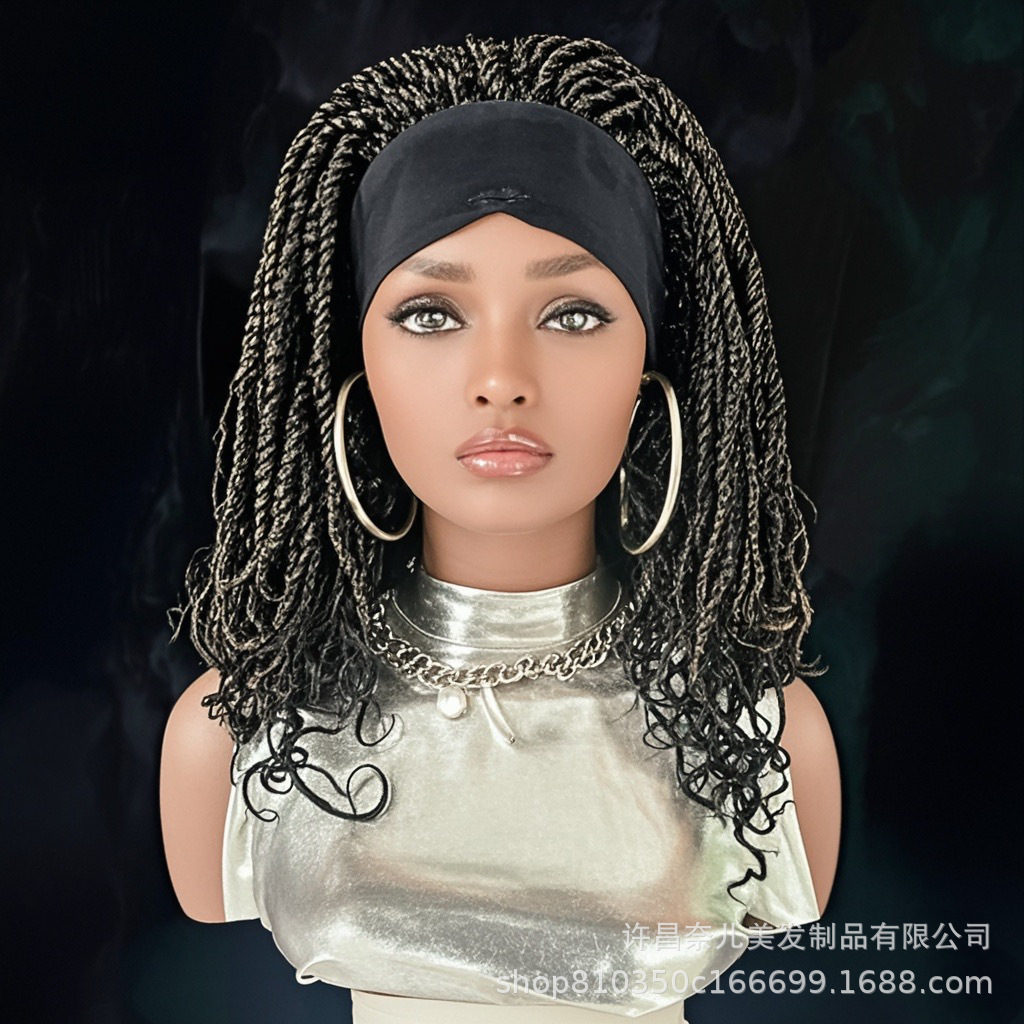 Ice Silk Hair Band 2 Strands Crochet Hair Wig Cover Dreadlock Wigs European and American Wig Chemical Fiber Wig Head Cover
