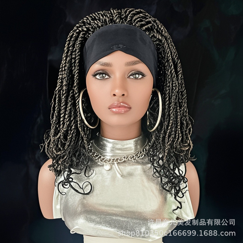 Ice Silk Hair Band 2 Strands Crochet Hair Wig Cover Dreadlock Wigs European and American Wig Chemical Fiber Wig Head Cover