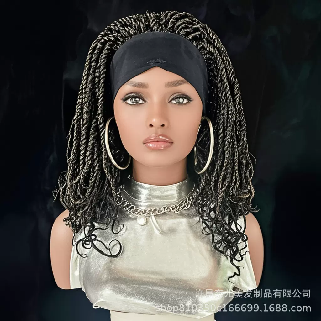 冰丝发带2股曲钩针发假发套 Dreadlock Wigs欧美假发化纤假发头套