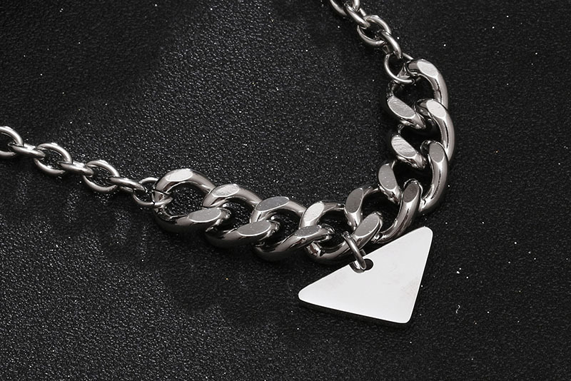 Hip-hop Rock Modern Style Triangle Titanium Steel Polishing Chain Unisex Pendant Necklace display picture 5