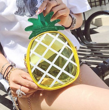 ins透明菠萝包韩版时尚个性菠萝印花单肩包夏天链条斜挎小包