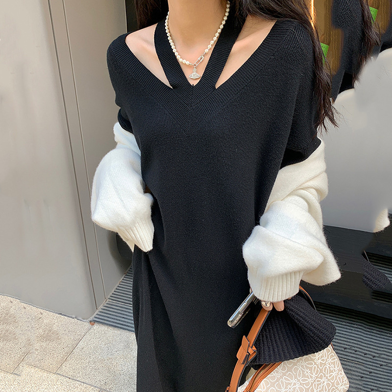 Long autumn knitted dress