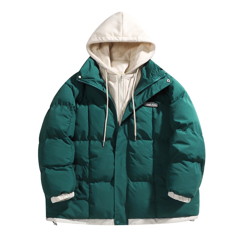 Chaqueta acolchada de algodón para hombres Otoño e Invierno forrada de lana engrosada marca de moda Chaqueta acolchada de algodón para jóvenes Estudiante de secundaria falso Abrigo acolchado de algodón de dos piezas