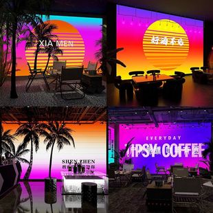 Internet Celebrity Bar Tavern Dynamic Phantom Atmosphere Place Name Pushcard Background Wall Light Box Gradient Color Dynamic Restaurant Advertising