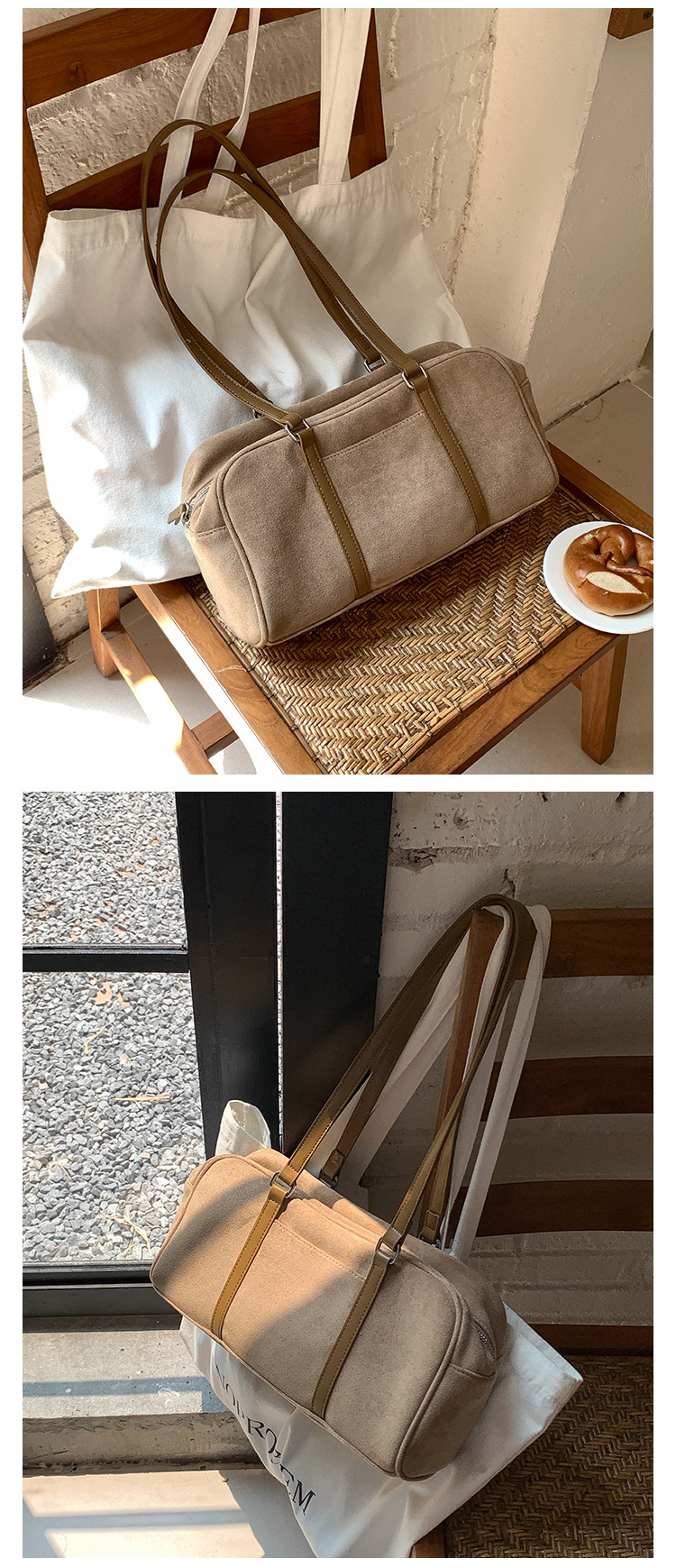 2024 suede autumn edition versatile shoulder bag, women's high-end sense, large capacity commuting plush bag_voghion.com