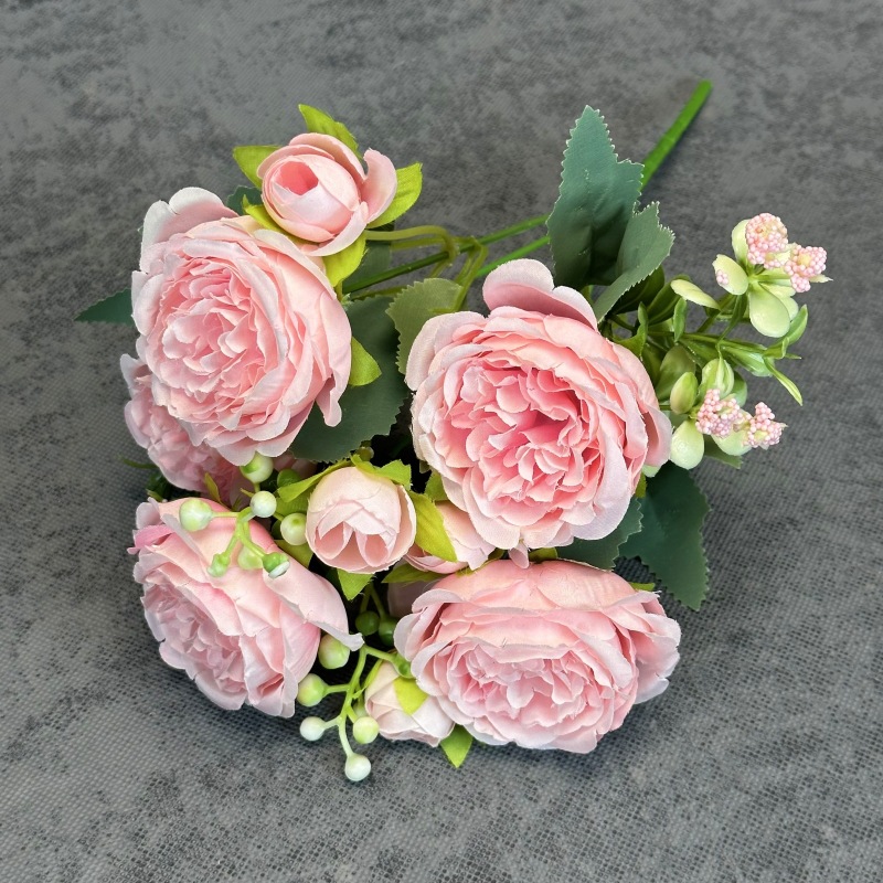 Simulación de 5 ramos de peonía boda decoración del hogar decoración hecha a mano rosa persa decoración de flores falsas transfronterizas al por mayor