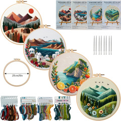 オリジナル-クロスボーダー新製品ヨーロッパ刺繍DIY素材パッケージ春夏山海岸シリーズ英語ステッチ説明