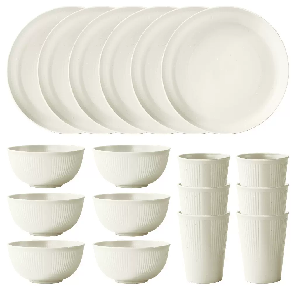 跨境TEMU水杯盘碗餐具套装黑色塑料刀叉勺碗碟盘18PCS家用套装