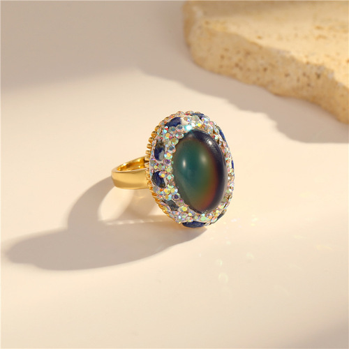 European and American retro cross-border jewelry vintage middle-aged rings light luxury design exaggerated high-end open ring wholesale