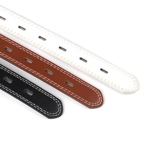New fashionable double-line men's and women's belts for students hollow versatile thin trouser belts decorative dress belts for women retro
