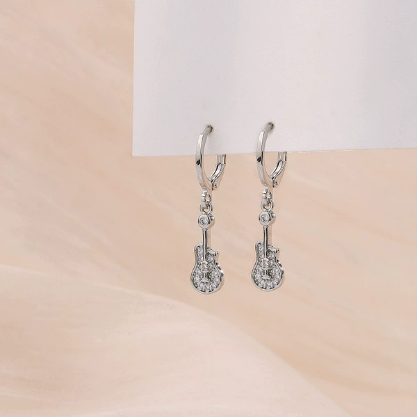 Guitar for beloved, zirconium, earrings