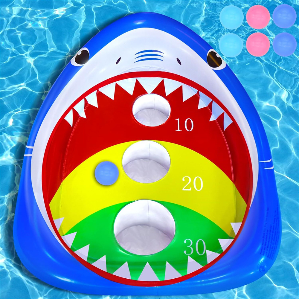 Water Outdoor Toy Pool Ring Throwing Game Toy Inflatable Shark Pool Toy Floating Throwing Game