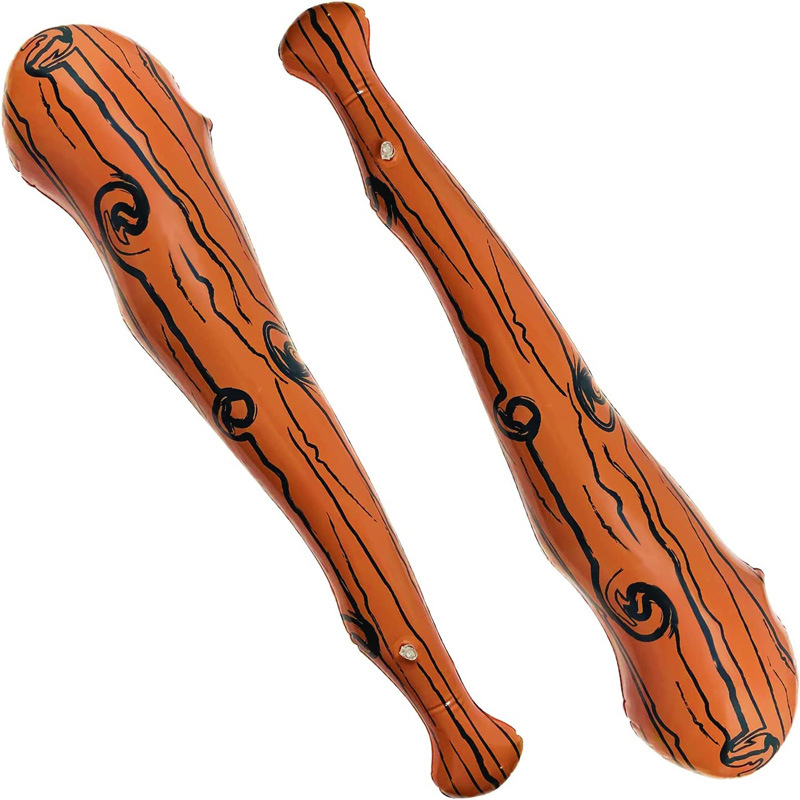 Inflatable Hole Man Stick Brown Stripesd Wooden Stick Hammer Attack Baseball Bat Role-Playing Original Party Toy