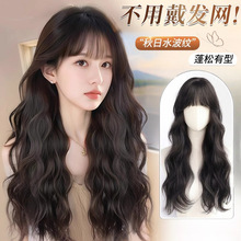不用戴发网假发女全头套仿真发羊毛卷卷发头顶增发量水波纹假发片