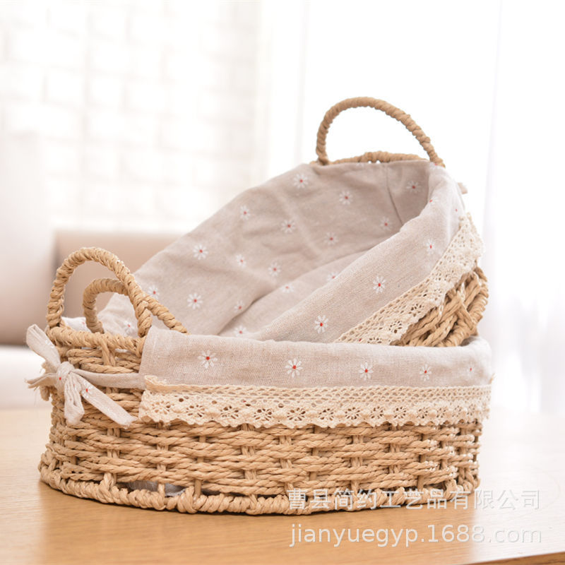 Cesta de almacenamiento tejido de escritorio organización cesta sundries merienda almacenamiento cesta juguete cosméticos almacenamiento cesta tela clave caja