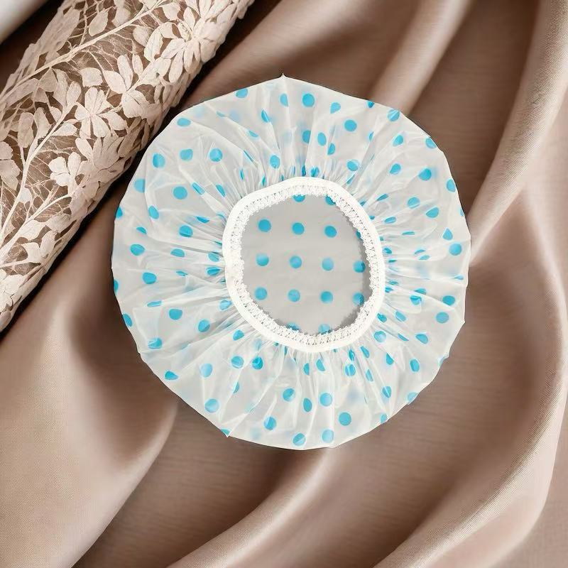 Capas de impresión de PE de una sola capa sombrero de baño más grosado sombrero de baño impermeable sombrero de pelo seco sombrero de ducha sombrero de máscara de pelo sombrero de pelo