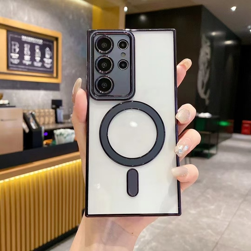 Samsung S25Ultra 電気メッキ磁気模造オリジナル携帯電話ケース S24FE ハイエンド落下防止 S22 保護カバーに適しています。|undefined