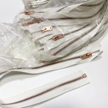 开尾拉链5号玫瑰金白色44cm长金属拉链包包拉锁羽绒服配件