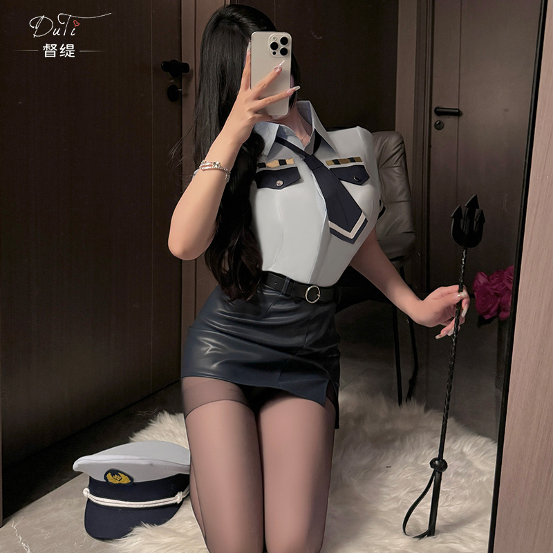 Xianyi Sexy Lingerie Pure Desire Hip-Hugging Stewardess Uniform Temptation Sexy Hot Nightclub Temptation Outfit Qqny598