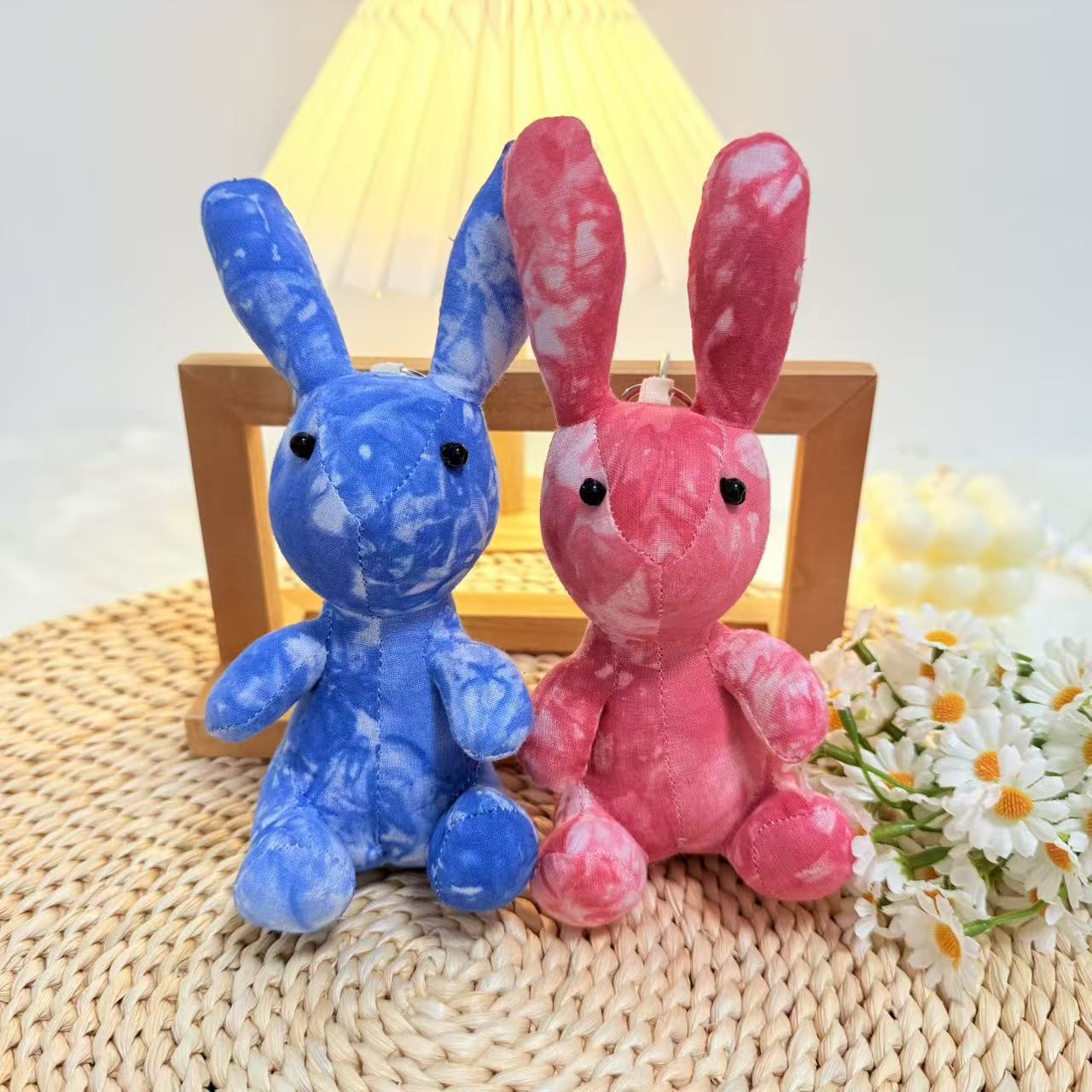 云南大理民族风蓝染扎染动物兔子蓝色粉色挂件挂饰摆件厂家批发