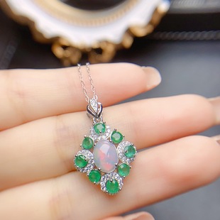 Factory wholesale explosions natural Duobao pendant S925 silver inlaid main stone 5*7+3*3 selling Europe and the United States a generation