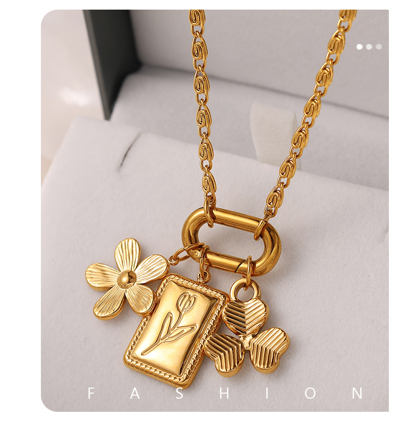 Daily Occasion 304 Stainless Steel Material 1 Piece 304 Stainless Steel PVD Coated Real Gold Plated Maple Leaf Cherry Polished Pendant