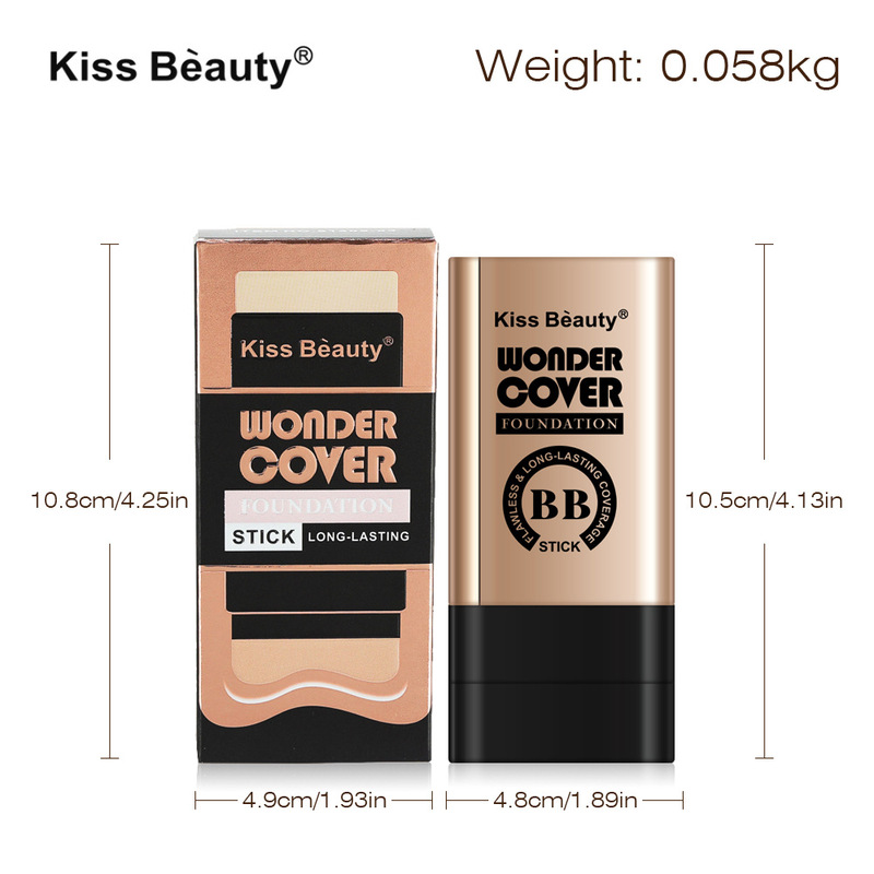 Kiss Beauty クロスボーダー ダブルヘッド ファンデーション スティック ウォーターライト スキン コンシーラー ノンスティック パウダー ノンオフ メイクアップ ファンデーション スティック ブラシ付き|undefined