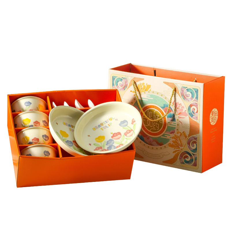 Tulipan platos de platos de cerámica cubierta de colores caja de regalo conjunto de regalos para el Día de la Madre image 5