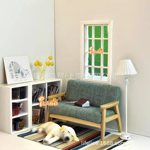 BJD1:12 doll house DOLLHOUSE mini living room furniture Japanese armchair double sofa