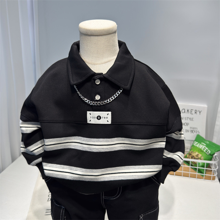 男童秋季条纹POLO衫2026新款宝宝时尚韩版卫衣儿童装休闲百搭衣服