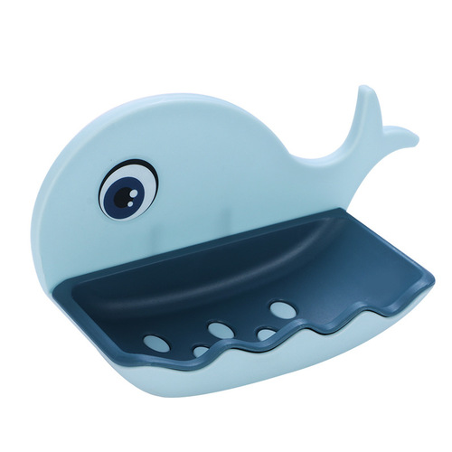 Whale soap box soap box cute punch-free wall-mounted suction cup home bathroom toilet drain rack