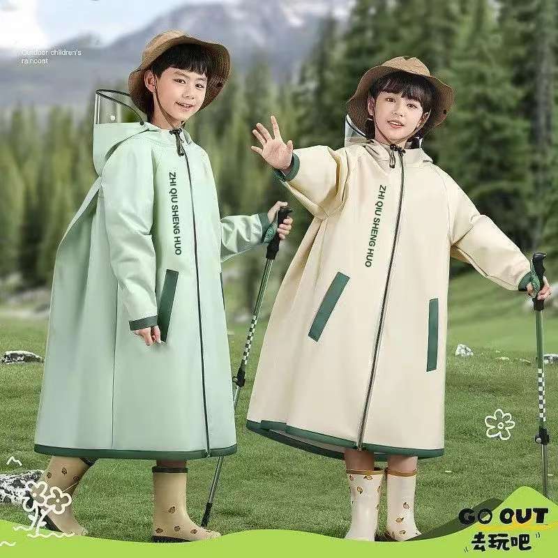 Children's Raincoat for Boys and Girls, Full-Body Waterproof, Primary School Students, Kindergarten, with School Bag, Poncho, School Bag Only