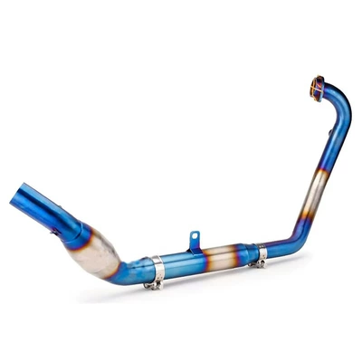 CFMoto NK250 250SR NK300 Motorcycle exhaust pipe - front-section-with-drum-stainless-steel-plated-blue