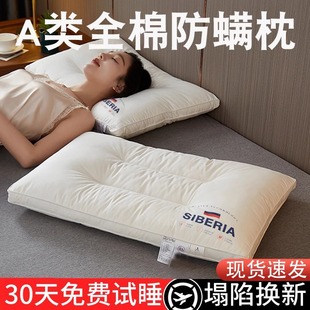 Class a Pure Cotton Pillow, Cervical Spine Pillow Core to Help Sleep, Washable Pair of Hotel Student High Pillows That Do Not Collapse